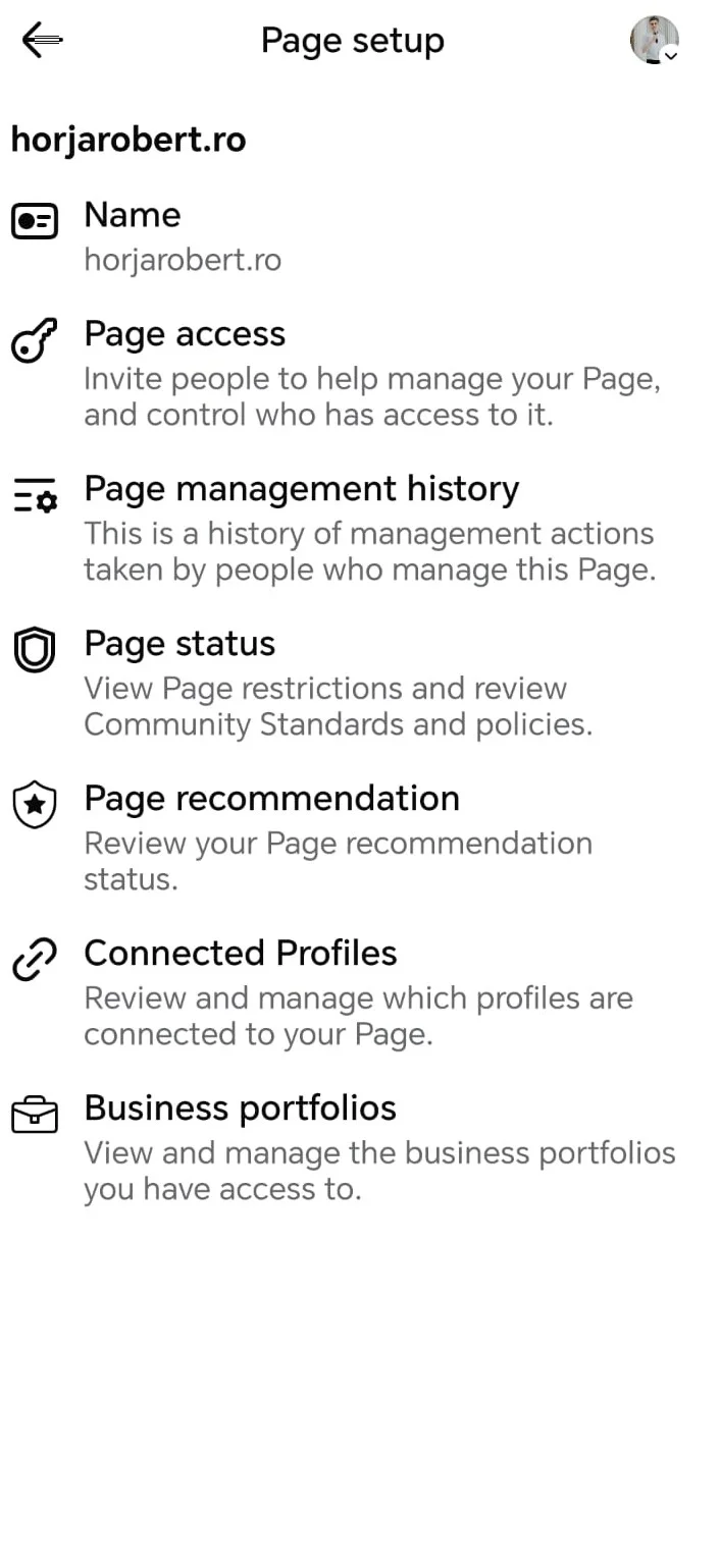 Cum verifici starea unei pagini de Facebook - aplicația de mobil - Page status