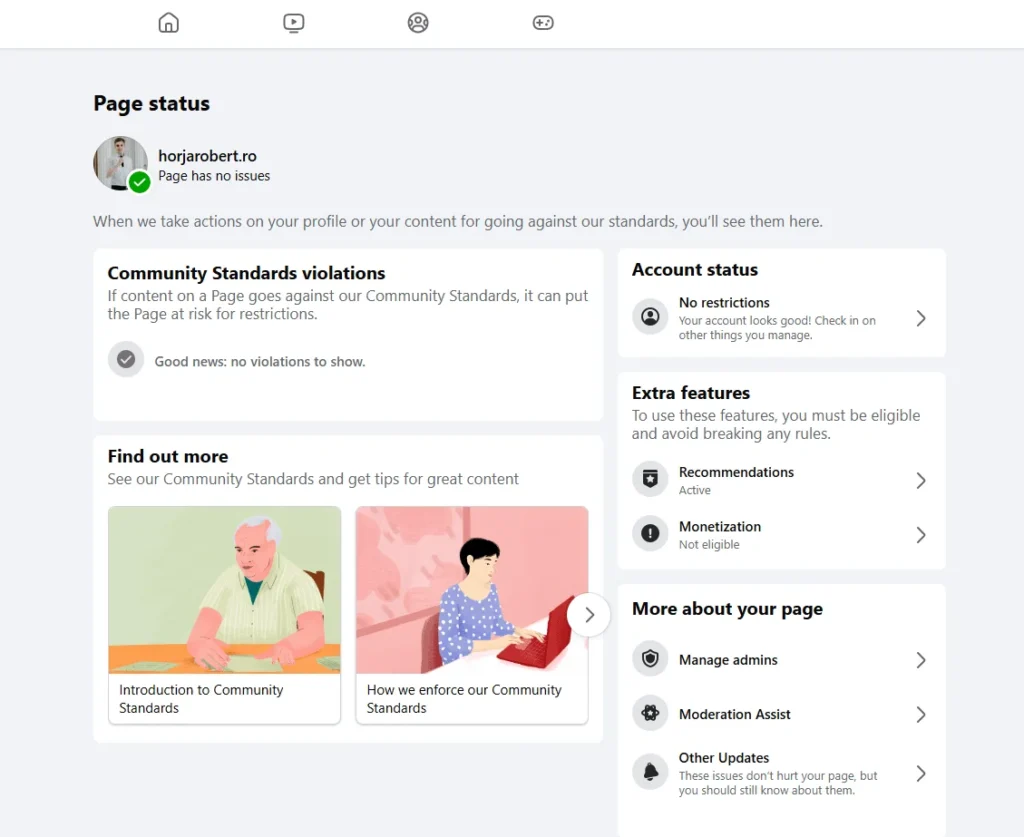 Cum verifici starea unei pagini de Facebook - status OK
