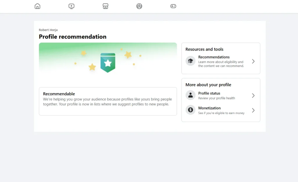 Cum verifici starea unui cont de Facebook - Profile recommendation